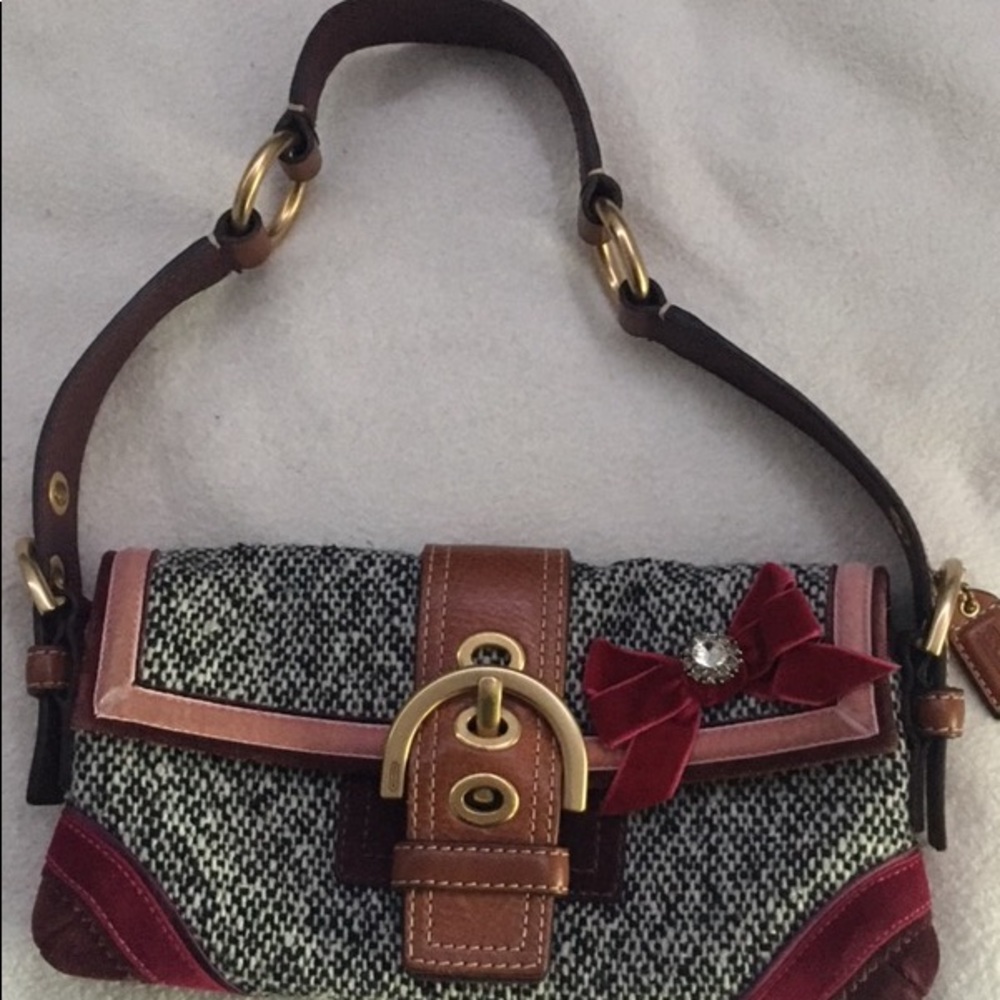 Authentic Coach Multicolored tweed shoulder bag